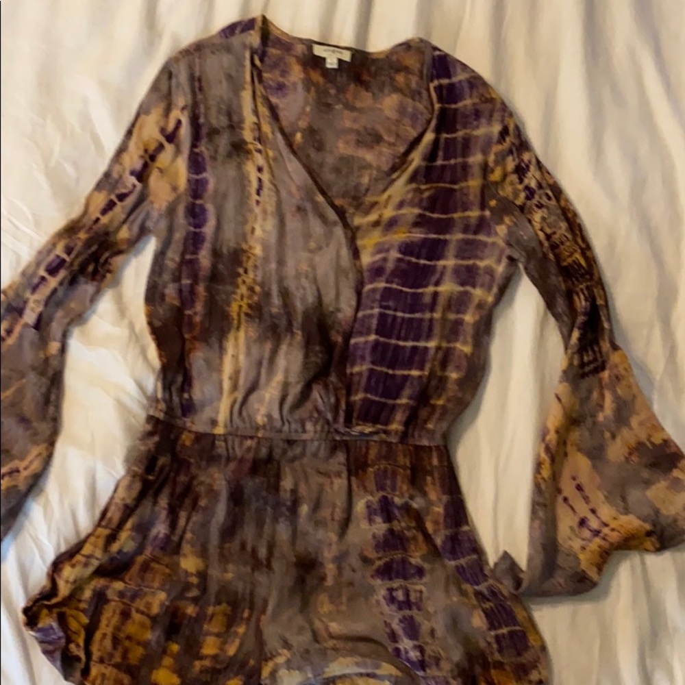 yellow purple great tie dye romper